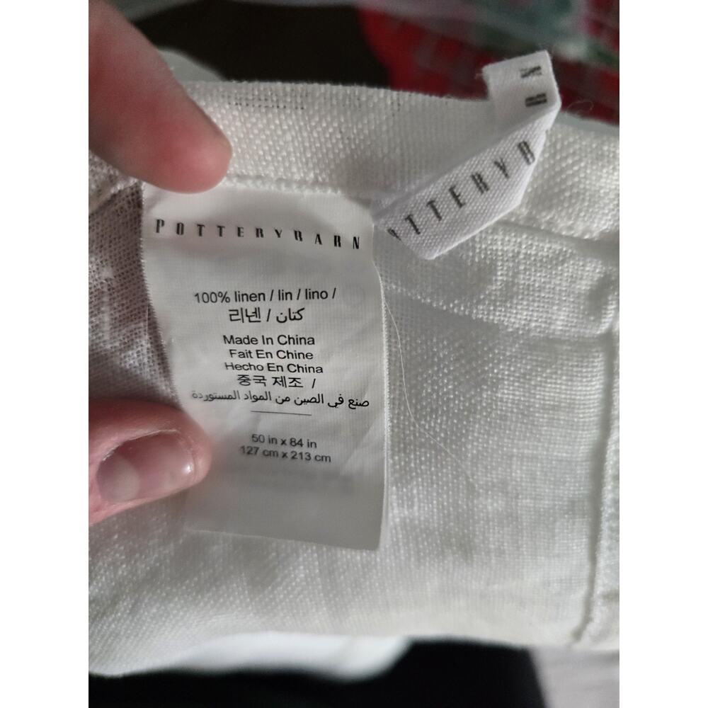 Pottery Barn Four White Linen Curtain Panels 50" X 84" - Picture 3 of 9